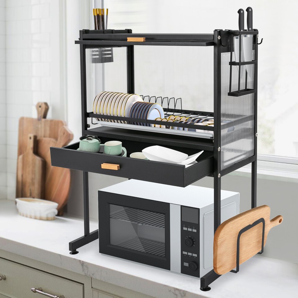 Black New Kitchen Countertop Dish with Drawer 22.44*14.76*30