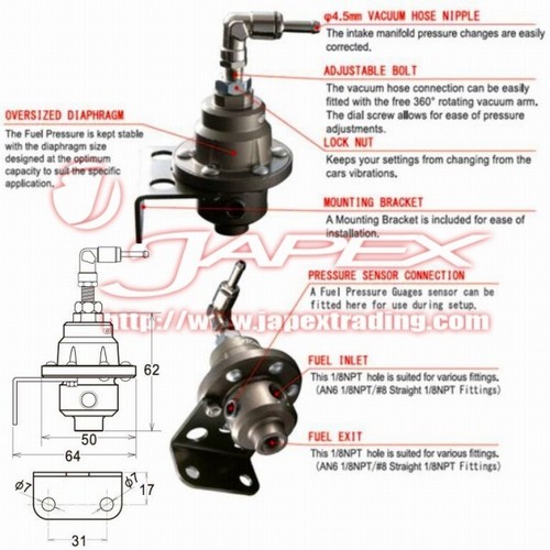 TOMEI Fuel Regulator & Fitting Set Type-S Hardened anodized aluminium 185001 - Picture 6 of 8