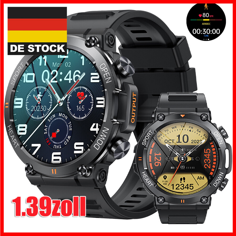 Smartwatch Armbanduhr Blutdruck Fitness Tracker Herren Damen für Samsung Huawei