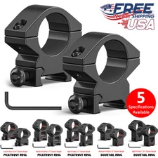 1-in Rifle Scope Rings Mount High/Medium/Low Profile For Picatinny/Dovetail Rail