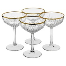 Glass Champagne Glasses Elegant Stemmed Tall Coupe Cocktail Glassware Set 255ml