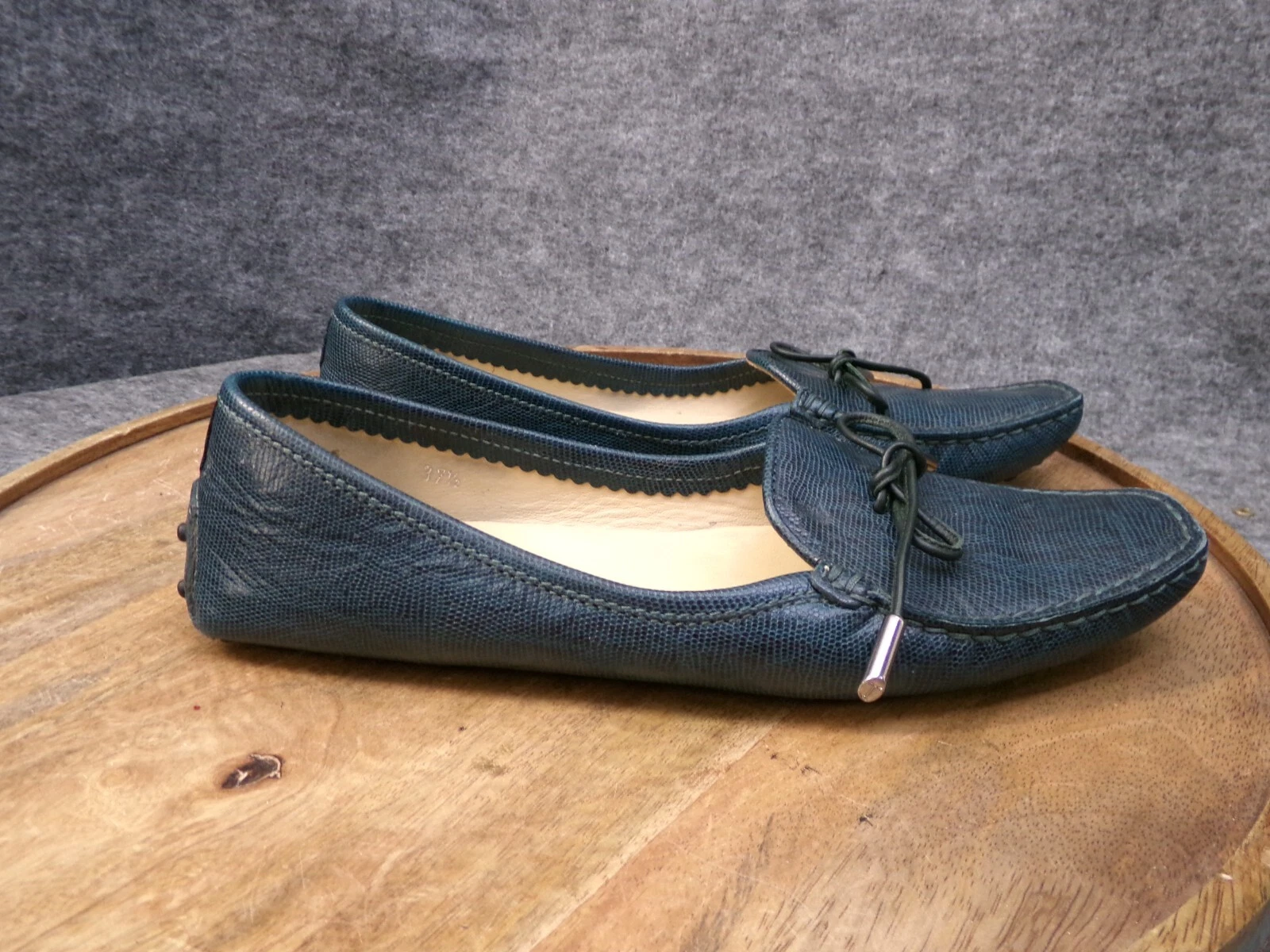 TOD’S TOD'S Mocassini da guida donna Gommino blu acqua scarpe in pelle di lucertola taglia 37 5