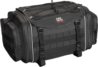 Expandable 30L Waterproof Motorcycle Tail Bag with Rain Cover & Straps