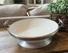 Arte Italica Large Tuscan 15" Round Footed Handled Bowl Platter