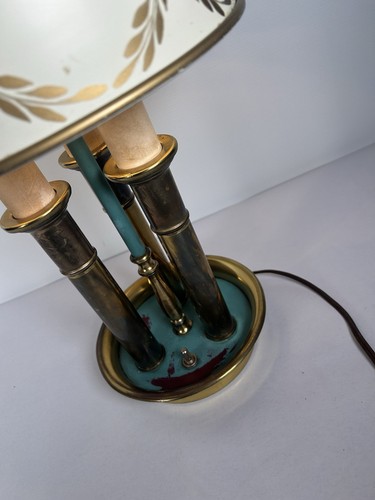Vintage Bouillotte Tole Table Lamp-Brass &White Metal Shade Mid Century Modern - Picture 24 of 24