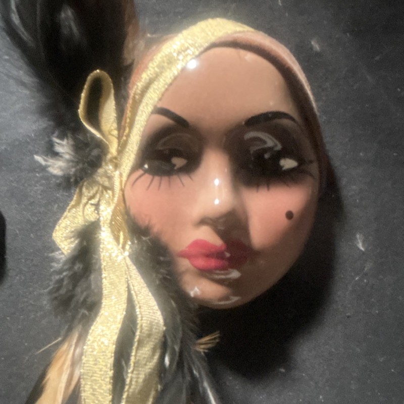 Unique Creations art deco lady face mask wall art & Masquerade Eyemask w/ribbon 
