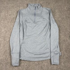 Danskin 1/4 Zip Pullover Women Medium Gray Heathered Mock Neck Athleisure Preppy