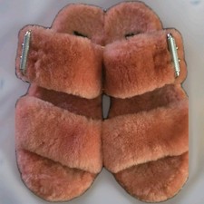 UGG VINTAGE Fuzz Yeah Authentic Sheepskin Mariposa Slippers Slide SZ 6 Mnt Cond