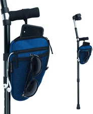 Lightweight Waterproof Forearm Crutch Bag with Mesh Pocket - Blue