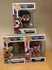 fnaf funko pops tye dye Freddy gingerbread foxy and circus freddy