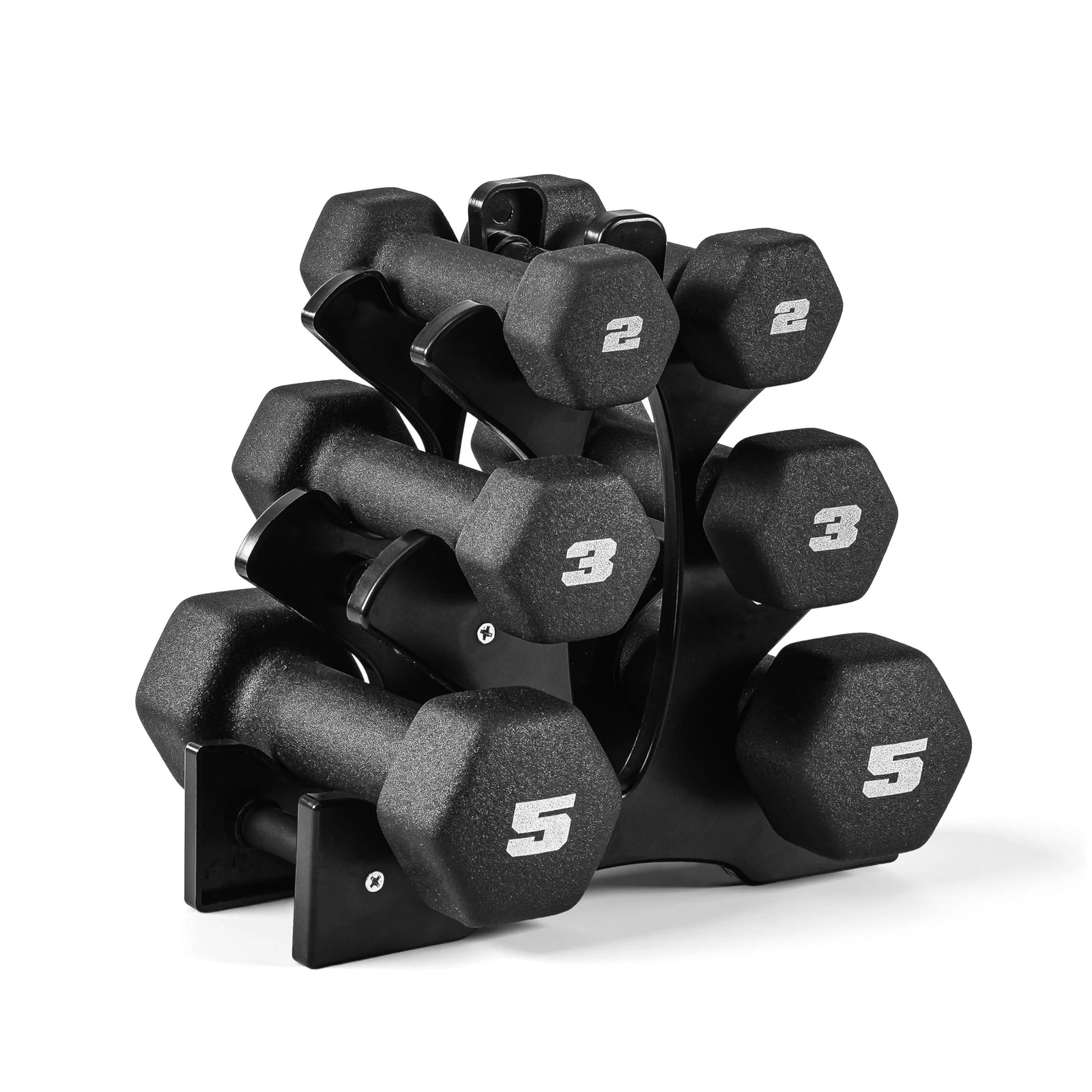 Barbell 20 LB Set of Neoprene Dumbbells with Rack | 2, 3, 5 LB pairs