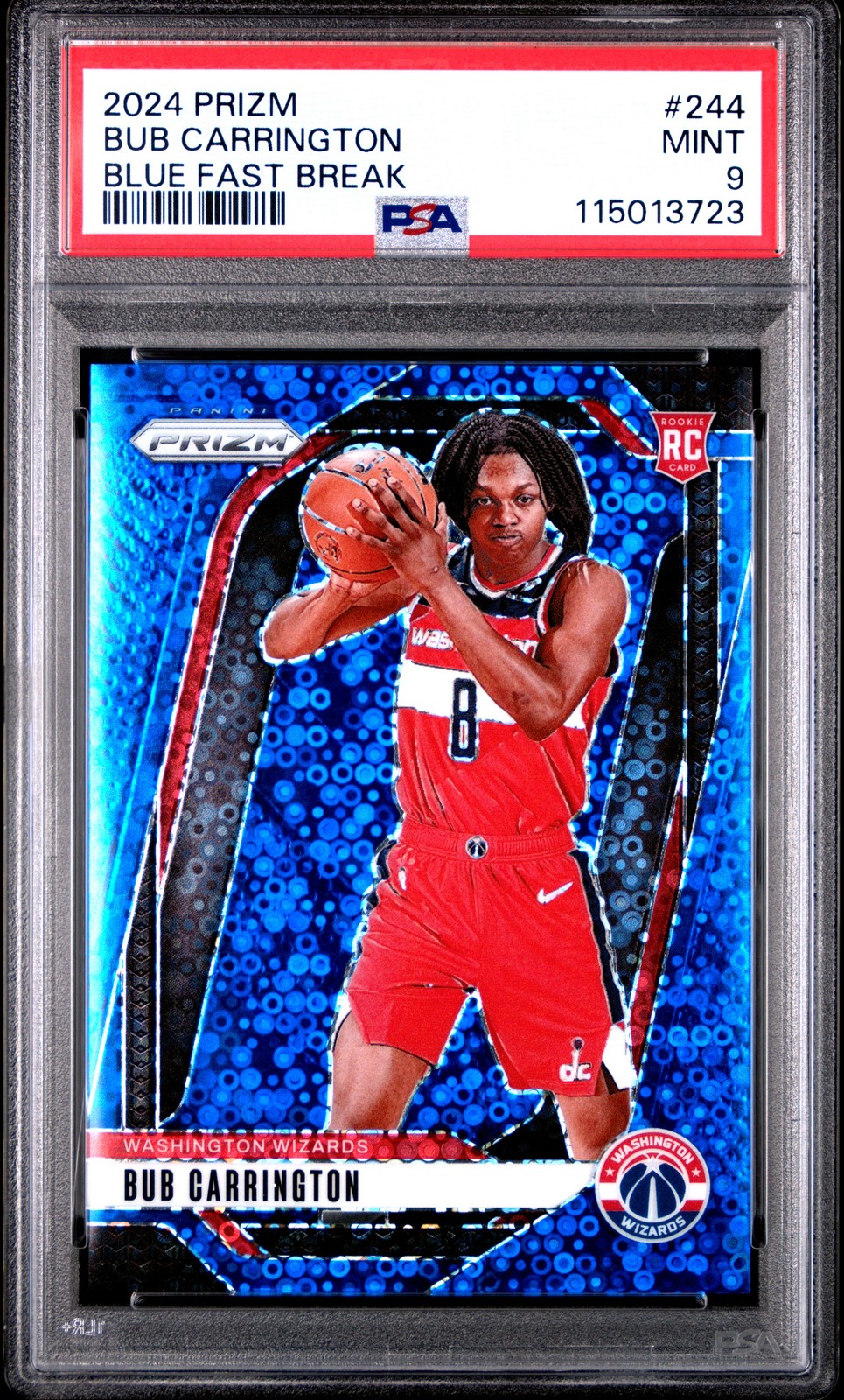 2024 PANINI PRIZM BLUE FAST BREAK #244 BUB CARRINGTON 43/150 PSA 9