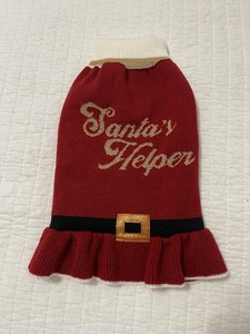 Dog Christmas Sweater Dress Girl Santa’s Helper Red Tutu Flowy Skirt Size S