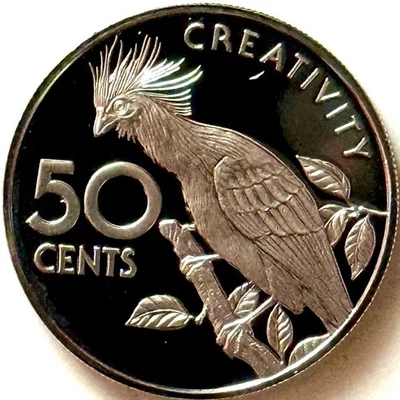GUYANA 50 CENTS 1976 PROOF,Hoatzin bird-10th Anniversary of Independence - Image 1 of 2