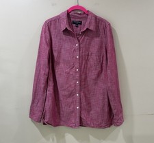 Banana Republic Classic Fit Cotton Button Down Shirt Pink Raspberry Womens M