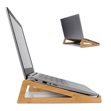 Bamboo Wooden Laptop Stand Portable Desk Holder for Tablet with Carry Pouch