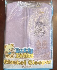 Vintage 1970s Footie Pajamas Kleinerts 70s USA Teddy Bears Purple Size 4 New