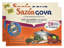 Sazon Goya Low Sodium Seasoning Con Culantro Y Achiote 3.52 oz Pack of 2