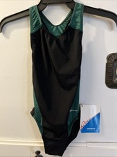 Dolfin Ocean Performance Back Color Block One Piece Swimsuit Size 26 Black Green