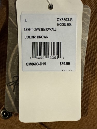 NWT Carhartt Bibs Overalls Kids Size 4 Brown Double Knee Duck Canvas - Picture 6 of 8