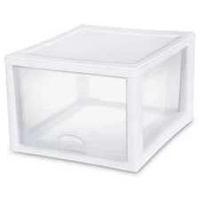 27 Qt. Single Box Modular Stacking Storage Container Clear (12-Pack)