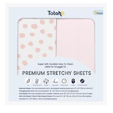 TotAha Premium Soft Bassinet Sheet for Boy Girl, Sheets, Pink Dots