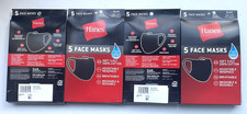 Lot of 4 Packs 20 Masks Hanes Black 100 Cotton Face Mask Washable Adjustable
