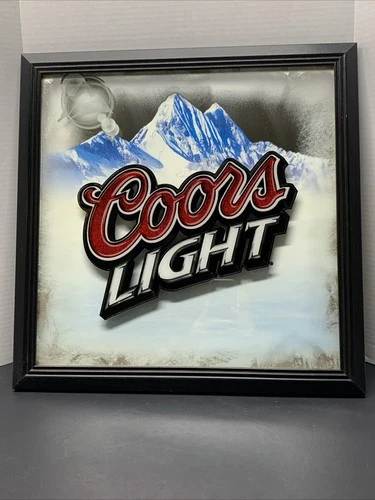 1999 Vintage Coors Light Framed Mirror Bar Beer Advertising Sign 24x20