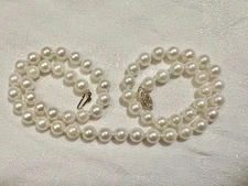 Vintage 18-½” Japanese Cultured Akoya Pearl Necklace 14k Gold clasp 6.5-7mm