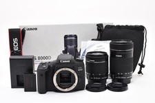 Canon EOS 8000D DSLR 24.2MP w/ 18-55mm 55-250mm Double Zoom Lens  Near Mint 
