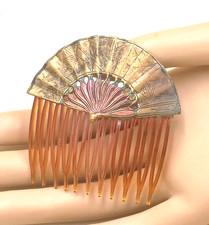 Art Deco Brass  Celluloid Fan Design Hair Comb Spanish style
