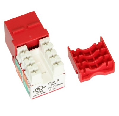 Keystone Jack Insert/Punch-down - Cat 6 RJ45 Networking  Red