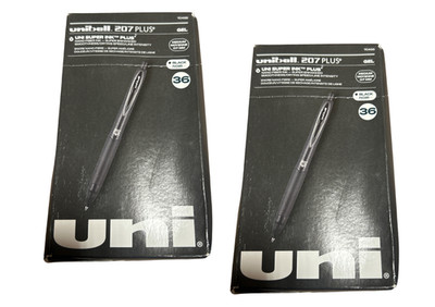 2 PACK of 36 CountUni-ball 207 Plus+ Gel Pens Black 0.7mm Medium Point 70455 NEW