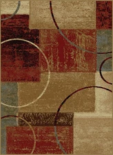 Contemporary 5x8 Abstract Squares Boxes Hoops Actual: 1' 8" x 5' , 1' 8" x 2'