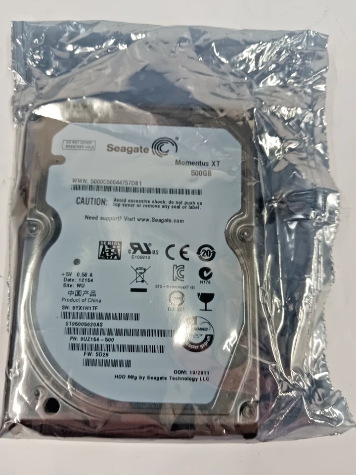 Seagate Momentus XT 500GB 2.5" Solid State Hybrid Drive New Sealed - Image 2 of 2