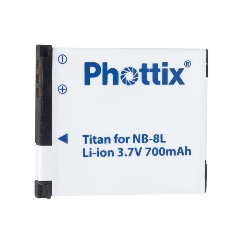 Batterie NB-8L Phottix Titan pour voyage et randonnée avec Canon