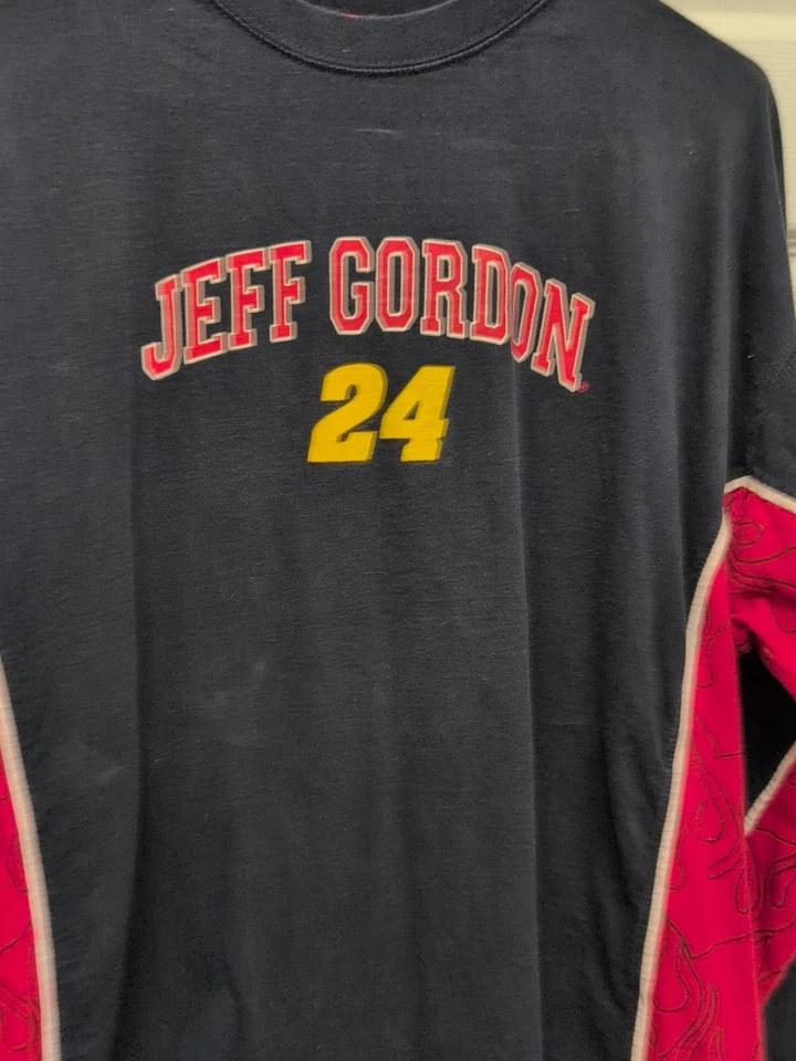 Mens Jeff Gordon 24 Shirt Size L Blue Long Sleeves Red Flame Inserts - Image 2 of 4