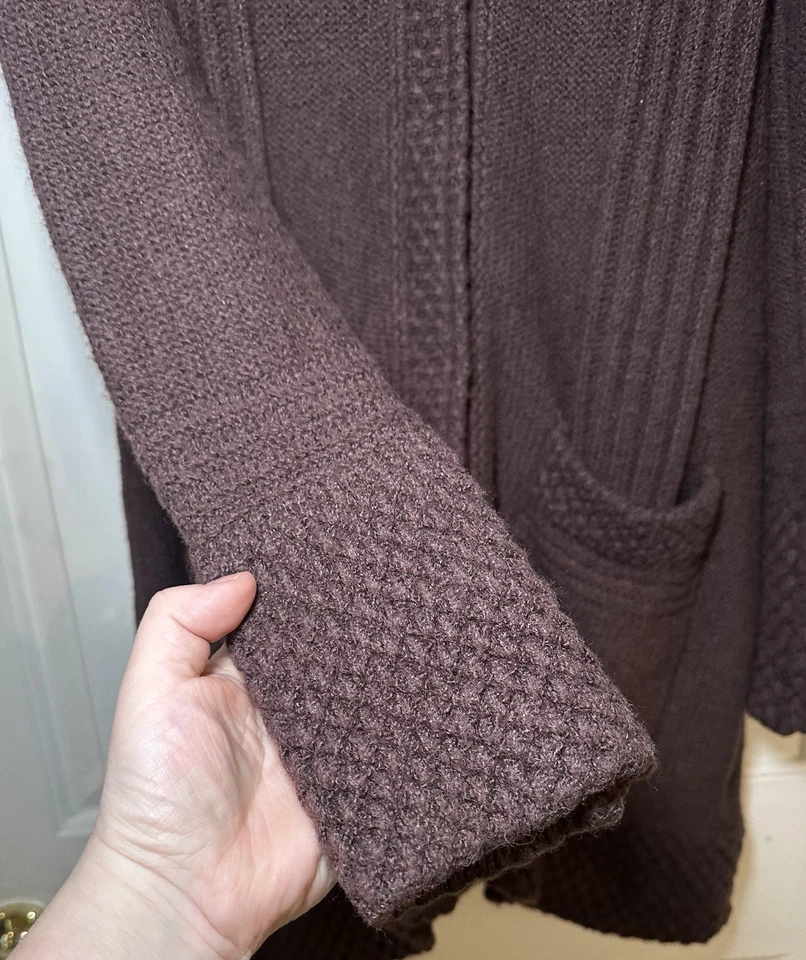 Prana женщин M коричневый Elsin свитер пальто кнопка спереди пыли карманы - Изображение 2 из 4