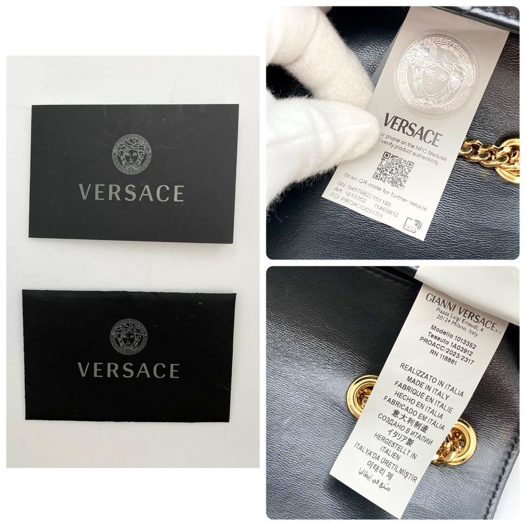 Versace Chain Shoulder Bag Black Leather Medusa Logo Unused Luxury thumbnail 9