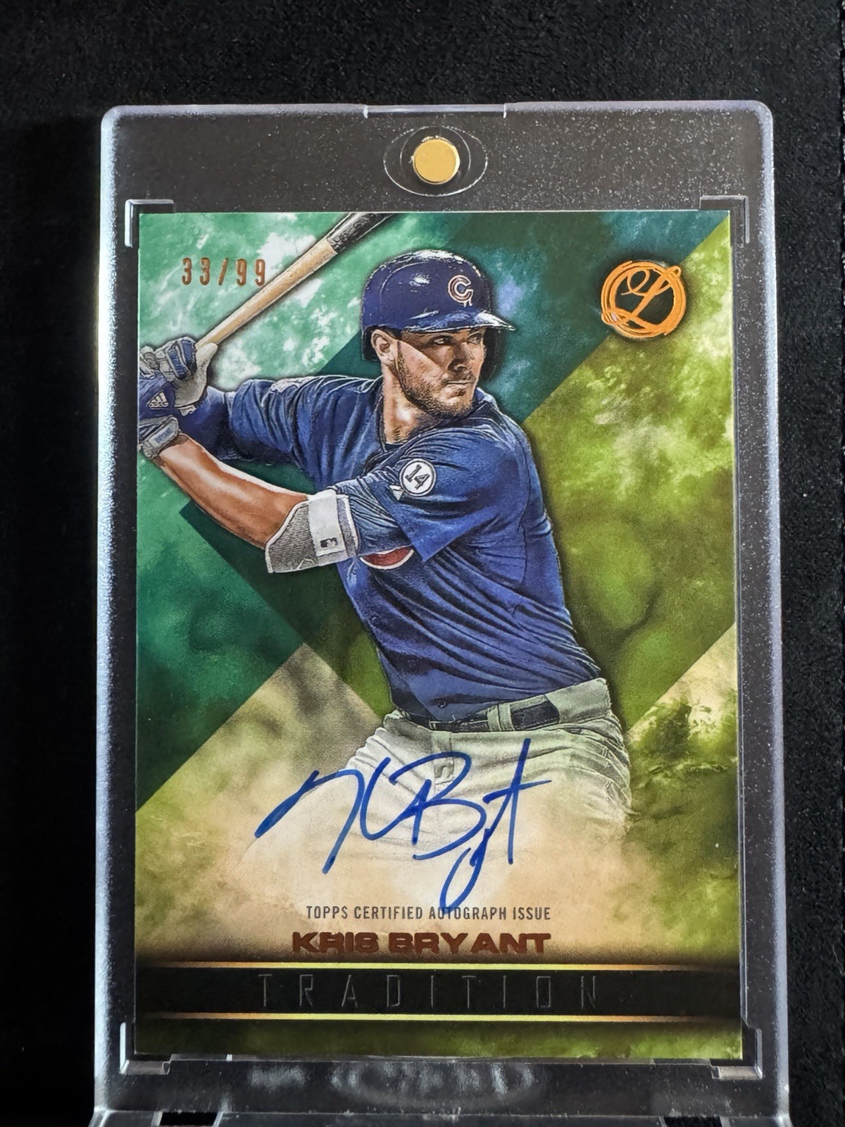 2016 Topps Legacies Kris Bryant Cubs Tradition Autographs #TRA-KB Green /99 Auto