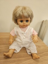 1970s Original Teeny Tiny Tears with Moses Basket and Accessories Vintage Doll