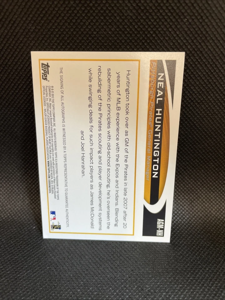 2012 Topps Neal Huntington Certified Autograph Pittsburgh Pirates GM - Image 2 of 3