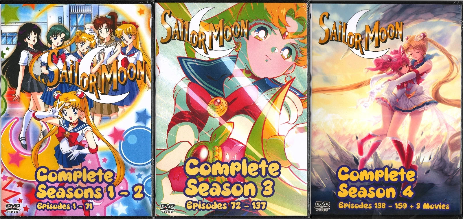 Sailor Moon Complete DIC 90's English Dub 1 - 159 + 3 Movies 4 Seasons