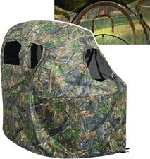 See-Through Hunting Ground Blind with Built-In Chair for Deer Hunting - 1 Person