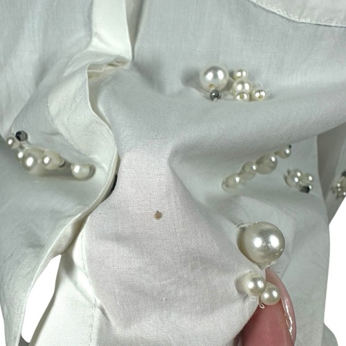 Maeve The Bennet Pearl Embellished White Button Down Shirt XS NWOT Anthropologie - Picture 17 of 19