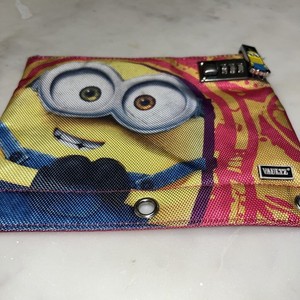 Vaultz Locking Binder Pouch Combination Pencil Case Zipper School Minions