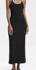 A New Day Medium Women Knit Midi Tank Dress Black Pullover Modal Size M
