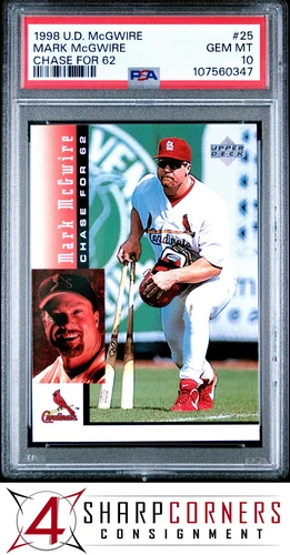 1998 UPPER DECK MARK McGWIRE #25 CHASE FOR 62 PSA 10