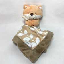 Carters Fox Lovey Security Blanket Baby Plush Stuffed Animal Leaf Print Brown