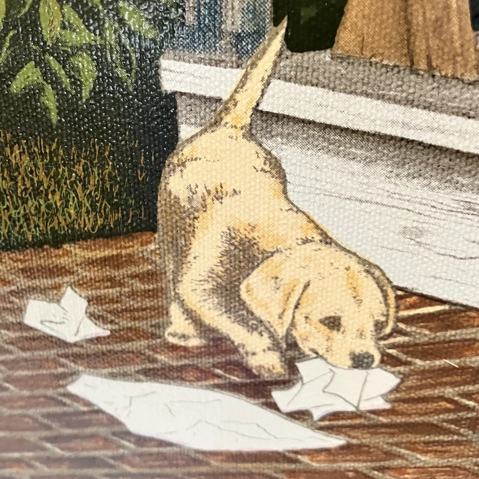 Lona H Hargrove 12x16 El perro se comió mi tarea niño afroamericano ábaco Foto 4 de 4